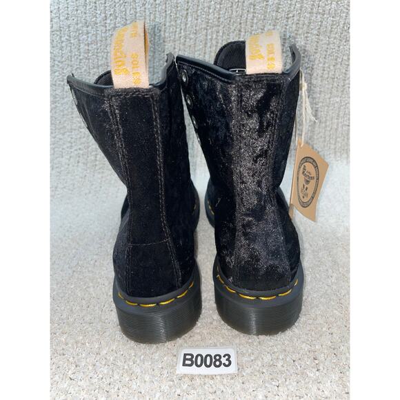 DOC MARTEN 31020 black vegan crushed velvet short boots 6 - Picture 2 of 9